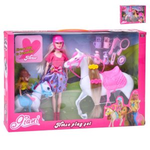 Boneca com Cavalo e Acessórios 46x32x8,5Cm