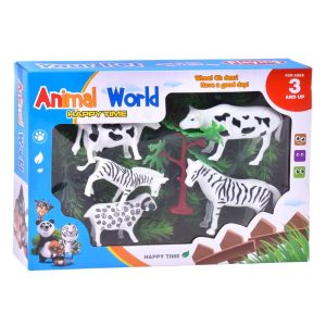 Conj. 5 Animais da Quinta/Selva + Árvores 26x5x18Cm