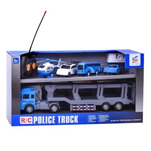Camião Polícia com Telecomando + 4 veiculos 48x12x25Cm