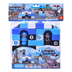 Blocos de Construção Tema Polícia 29 Peças 24,5x7x28,5Cm