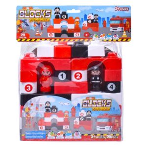 Blocos de Construção Tema Bombeiros 29 Peças 24,5x7x28,5Cm