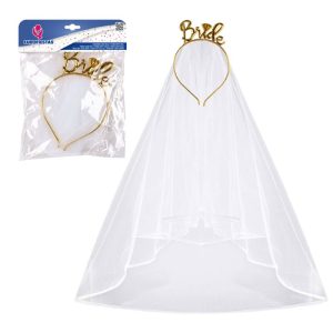Blister Véu + Bandolete Dourada Bride