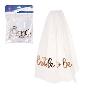 Blister Véu com Letras "Bride to Be" gravadas a Rose Gold