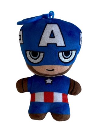 Peluche com Mosquetão Avengers Figura Captain América 2D 13 cm
