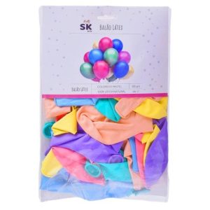 Blister 50 Balões Latéx Sortidos Pastel 30cm