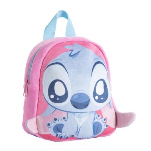 Mochila Pré-Escolar de Pelúcia Rosa Stitch Starry Eyes 22x18x8Cm