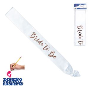 Faixa Branca "Bride to Be" Gravado a Rose Gold