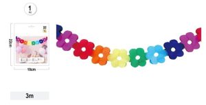 Grinalda de Papel Multicolor Harmónio Flores 3Mt