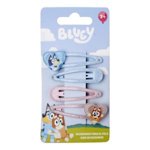 Conj. 4 Ganchos Cabelo Bluey e Bingo Heart