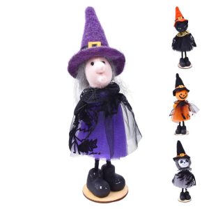Decoração com Suporte Abóbora-Bruxinha Halloween 21Cm