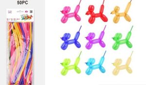 Blister Balões Látex Modelar Mix 145Cm - 50 Unidades
