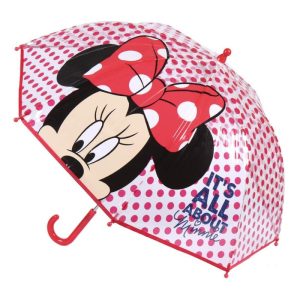 Guarda-Chuva Vermelho Transparente Minnie Dots Disney 71Cm