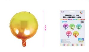 Blister 1 Balão Foil Redondo Multicolor Gradiente Roxo-Verde-Azul-Rosa-Amarelo 45Cm