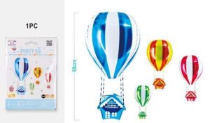 Blister 1 Balão Foil Balão Ar Quente Azul-Amarelo-Rosa-Verde 68cm