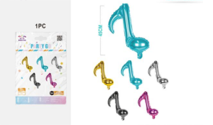 Blister 1 Balão Foil Clave de Sol Dourada-Azul-Prateada-Preta-Rosa 45cm