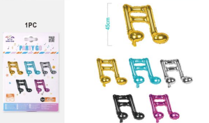 Blister 1 Balão Foil Clave de Sol Dupla Dourada-Azul-Prateada-Preta-Rosa 45cm