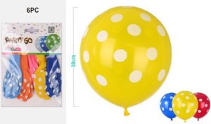 Blister 6 Balões Látex Mix Bolinhas 30Cm