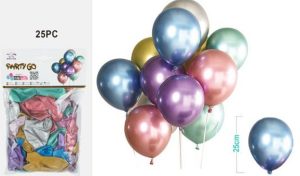 Blister 25 Balões Látex Metálicos Mix 25Cm