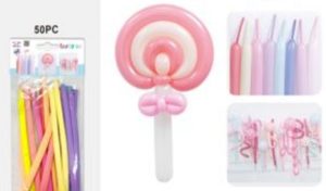 Blister 50 Balões Látex Modelar Mix Pastel 30Cm