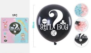 Blister 1 Balão Látex Preto Girl or Boy? 90Cm