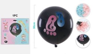 Blister 1 Balão Látex Preto Girl or Boy? Pés 90Cm