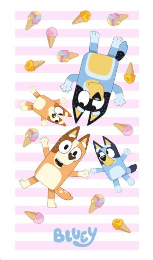 Toalha Praia-Banho Bluey e Bingo Ice Cream 70x140Cm (Secagem Rápida) 100% poliester