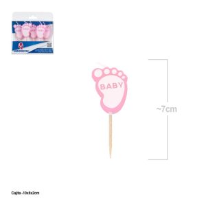 Blister 5 Velas Pés Baby 7Cm - Rosa