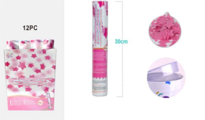 Lança Confetis Estrelas Rosa 30Cm