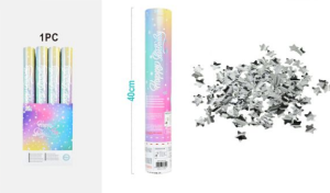 Lança Confetis Estrelas Prateadas