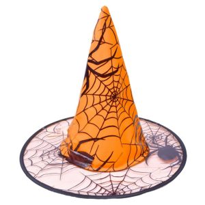 Chapéu de Bruxa Laranja Halloween 38.5x33Cm