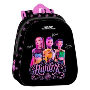 Mochila Escolar Preta 3D K-POP Demon Hunters 33Cm