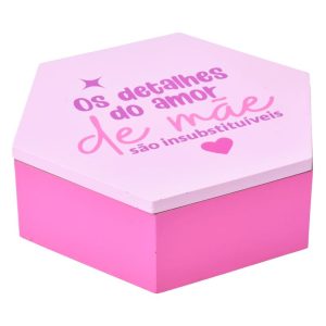 Caixa MDF Dia da Mãe Hexagonal 5.5x16cm