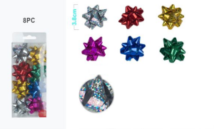 Blister 8 Laços Mix Glitter 3.8Cm