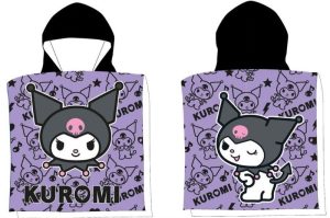 Poncho Lilás Kuromi 50x100Cm (Secagem Rápida) 100% Poliester