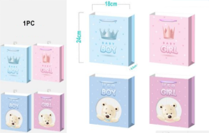 Saco Papel Baby Coroa/Ursinho 24x8.5x18Cm