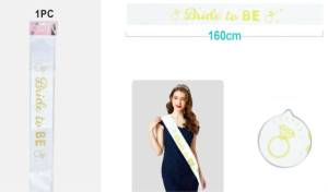 Faixa Branca Bride to Be Letras Douradas 80(160)x9.5Cm