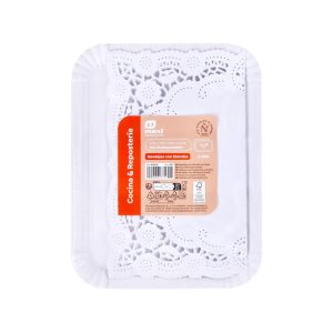 Conj 2 Bandejas de Cartão Retângular Branca com Naperon 22x28Cm
