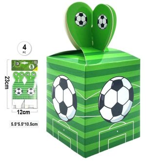 Conj. 4 Caixas de Doces Futebol 5.5x5.5x10.5Cm