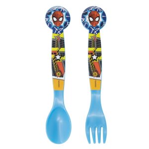 Conj. 2 Talheres (Colher e Garfo) Plástico Spiderman Midnight Flyer