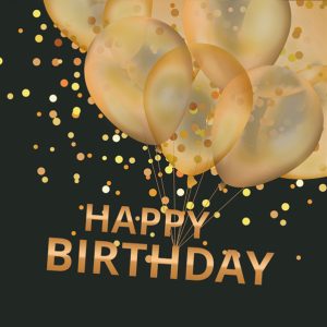 Conj. 20 Guardanapos Papel Cocktail Pretos-Dourados Happy Birthday 25x25Cm