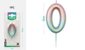 Vela de Aniversário 6Cm Rosa-Azul Claro Glitter Gradiente