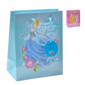 Saco Papel Presente Médio Princesas 18x23x10Cm