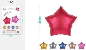 Blister 1 Balão Foil Estrela Metálica Matte Rosa-Vermelho-Azul-Dourado-Prateado-Rose Gold 45Cm