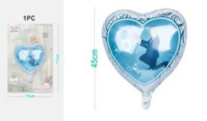 Balão Foil Coração Anel Noivos 45Cm