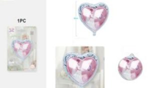 Balão Foil Coração Anel Noivos 45Cm - Rosa-Noiva
