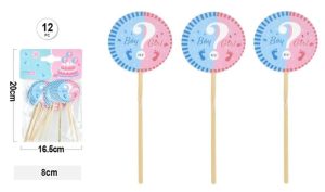 Conj. 12 Toppers Cupcakes Boy or Girl 8Cm