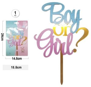 Topper de Bolo Acrílico Boy or Girl 18.5Cm