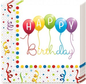 Conj. 20 Guardanapos Happy Birthday Streamers 33x33cm
