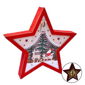 Estrela de Natal Led Madeira MDF 31x31x5Cm