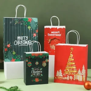 Saco Papel Natal Merry Christmas Asa Torcida 26x33x12Cm